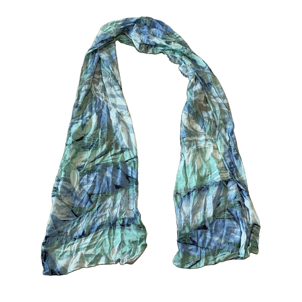 Chico's Scarf Multicolor OS One Size Blue Green Rayon Coastal Beach NWT